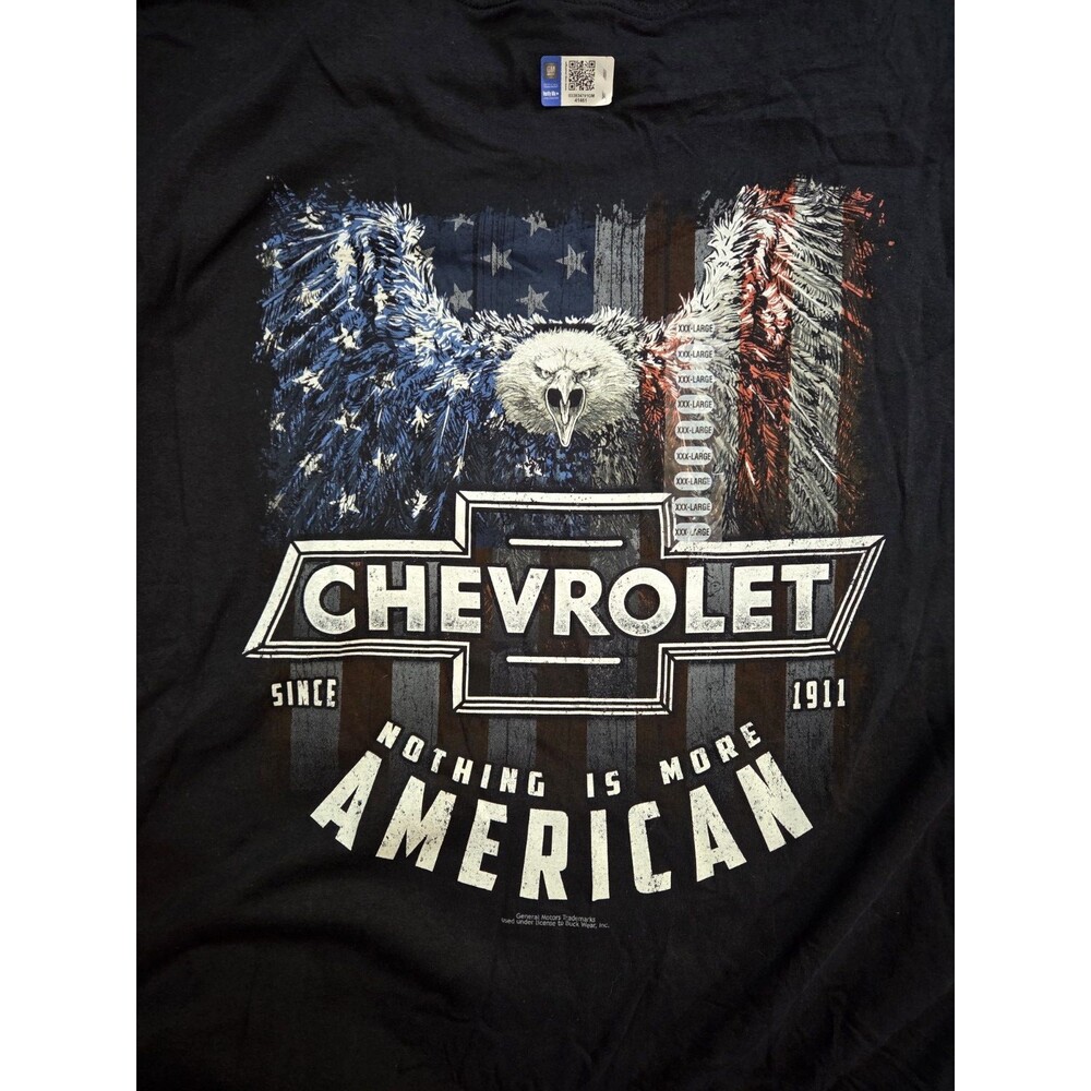 NWT Chevrolet T-Shirt Men's Black Graphic Tee American Flag Eagle Patriotic 3XL
